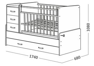 534038-9 Кровать детская СКВ-5 опуск бок,маятник,4 ящиков,венге фасад-бежевый  (74,5 кг)